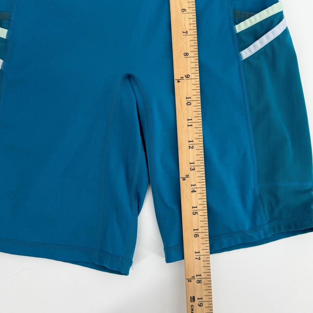 Fabletics Biker Shorts Womens S Teal Blue High Waisted Pockets Athletic - Picture 4 of 7